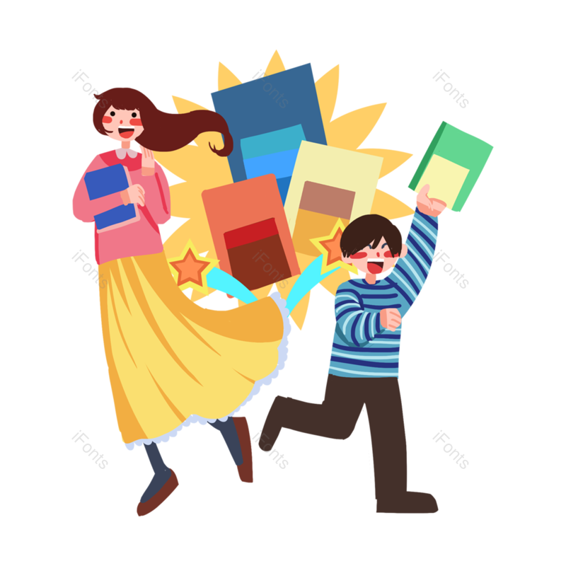 书本图片,小男孩元素,读书PNG,开学季免抠素材